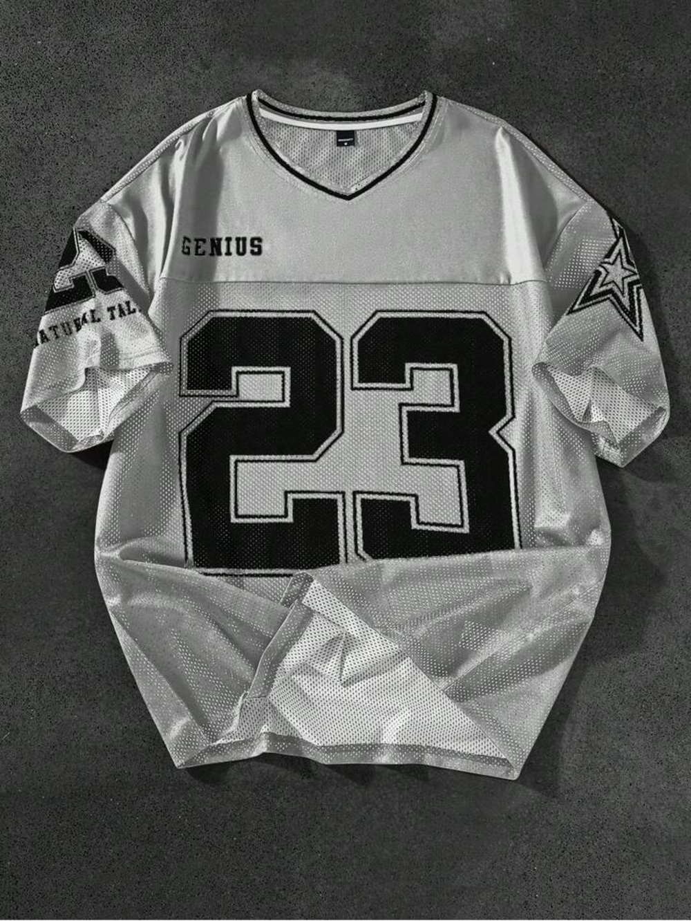 V-Neck Number 23 Mesh Jersey - White/Black